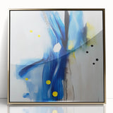 Modern Abstract Wall Art – Blue Pulse with Yellow & Neutral Tones