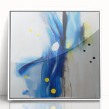 Modern Abstract Wall Art – Blue Pulse with Yellow & Neutral Tones