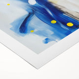 Modern Abstract Wall Art – Blue Pulse with Yellow & Neutral Tones