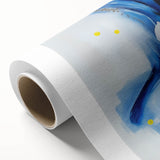 Modern Abstract Wall Art – Blue Pulse with Yellow & Neutral Tones