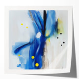 Modern Abstract Wall Art – Blue Pulse with Yellow & Neutral Tones