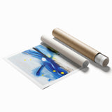 Modern Abstract Wall Art – Blue Pulse with Yellow & Neutral Tones