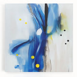 Modern Abstract Wall Art – Blue Pulse with Yellow & Neutral Tones