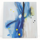 Modern Abstract Wall Art – Blue Pulse with Yellow & Neutral Tones
