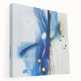 Modern Abstract Wall Art – Blue Pulse with Yellow & Neutral Tones