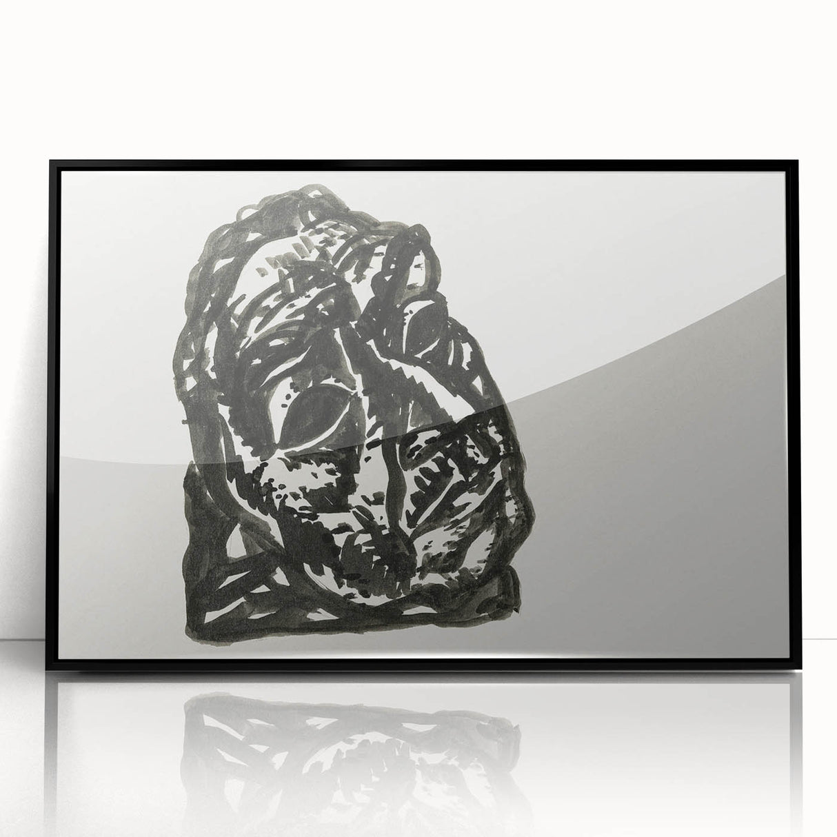 Expressionist Art: Black Ink Portrait of a Man - Bold Abstract Style