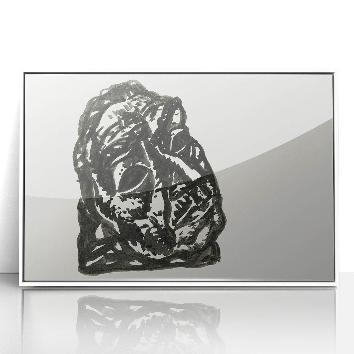 Expressionist Art: Black Ink Portrait of a Man - Bold Abstract Style
