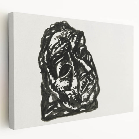 Expressionist Art: Black Ink Portrait of a Man - Bold Abstract Style