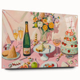 Large abstract wall art on acrylic glass featuring swirling blue and green hues, ideal for dining room decor.