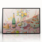 Large abstract wall art in black and white, acrylic print, framed, ideal for modern dining room decor.