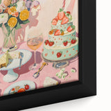 Extra large black wall art featuring textured, colorful food and drink motifs on a framed canvas.