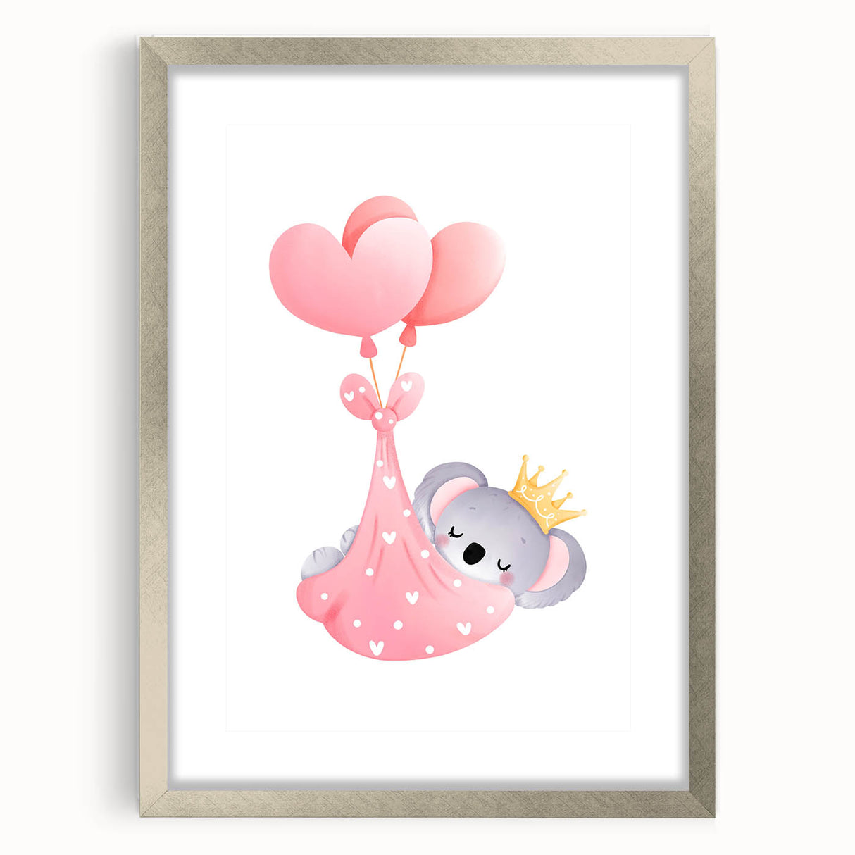 Sleeping Koala with Balloons Print - Girls Bedroom Wall Art