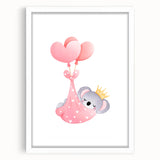 Sleeping Koala with Balloons Print - Girls Bedroom Wall Art