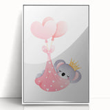 Sleeping Koala with Balloons Print - Girls Bedroom Wall Art