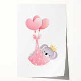 Sleeping Koala with Balloons Print - Girls Bedroom Wall Art