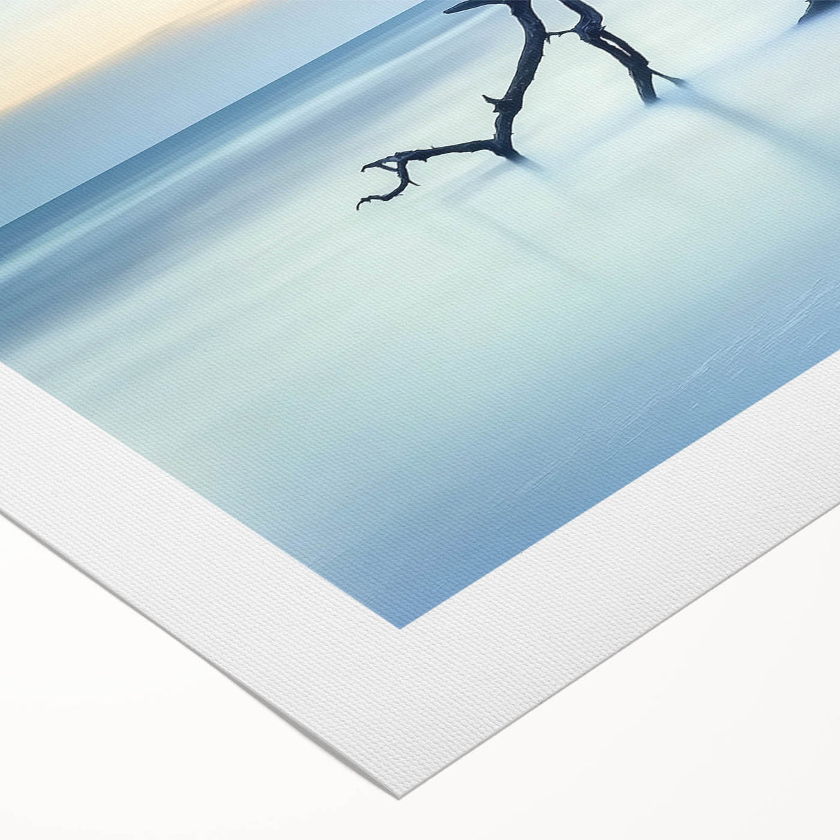 Vibrant rolled canvas depicting a serene beach landscape with soft waves and a pastel sunset, presented in an eco-friendly tube for protection during shipping.