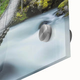 Close-up of a stunning acrylic glass landscape bridge design, showcasing vibrant colors and intricate details, perfect for modern home decor and art enthusiasts.
