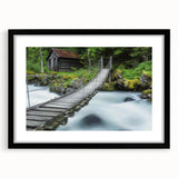 Black landscape bridge frame with mat, showcasing a modern design ideal for any decor. The front view highlights its sleek lines and elegant finish, perfect for displaying artwork or photographs.
