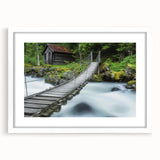 Landscape bridge frame with a white mat, showcasing an elegant design ideal for displaying artwork or photographs, set against a neutral background for contrast.
