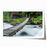 Landscape bridge themed rolled print showcasing intricate details and vibrant colors, elegantly packaged in a protective cardboard tube, ideal for home decor enthusiasts.