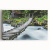Stretched canvas artwork depicting a serene landscape bridge scene, showcasing vibrant colors and intricate details, perfect for home or office decor.
