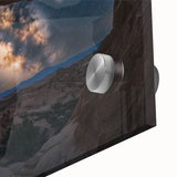 Close-up of an acrylic landscape artwork showcasing vibrant canyons with intricate textures, perfect for modern home decor and art enthusiasts.