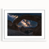Landscape artwork featuring a scenic canyon view, framed with a white mat for a polished look, ideal for home decor or office settings.