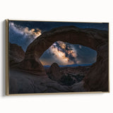 Framed landscape canvas artwork depicting vibrant canyons with rich gold accents, showcasing a side view that highlights its textured surface and elegant design. Perfect for enhancing home decor or office spaces with a touch of nature's beauty.