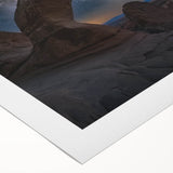 Landscape canvas print showcasing vibrant canyons in warm earth tones, rolled and packaged in a protective cardboard tube, perfect for home decor enthusiasts.