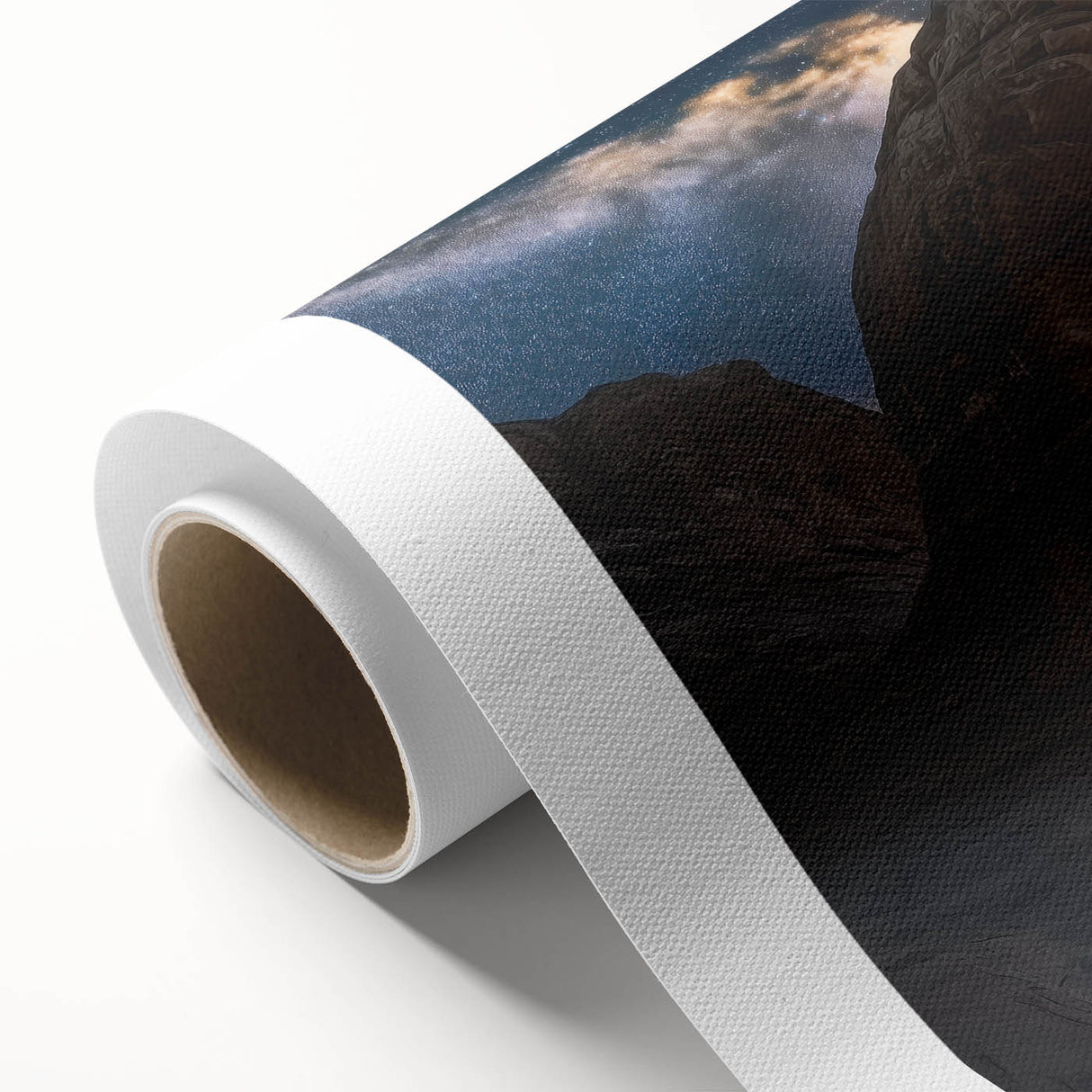 Landscape canvas print showcasing vibrant canyons with rich earthy tones, rolled neatly for shipping in a protective cardboard tube, ideal for home decor.
