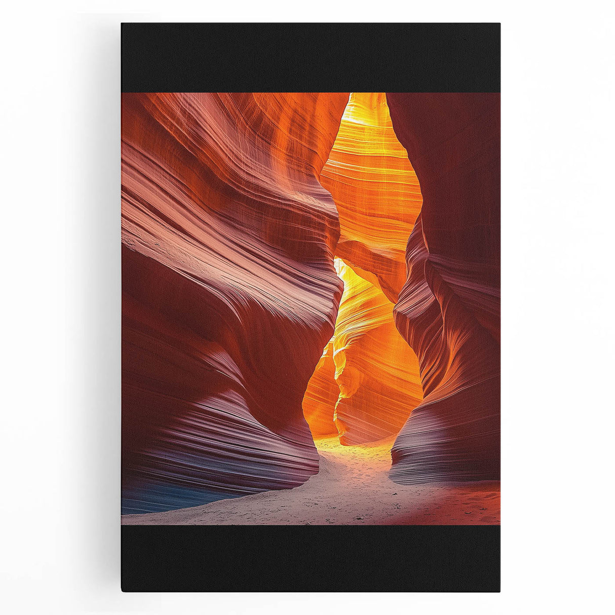 Desert landscape stretched canvas art showcasing vibrant sunset hues with cacti silhouettes, perfect for home decor or office ambiance, enhancing any space's aesthetic appeal.
