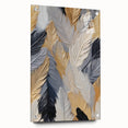 Large abstract wall art on acrylic glass, featuring swirling blue and grey tones.