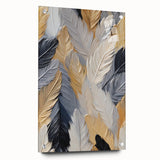 Large abstract wall art on acrylic glass, featuring swirling blue and grey tones.