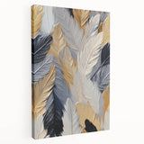 Close-up of a large, stretched canvas featuring natural elements in earth tones, suitable for kitchen wall art.