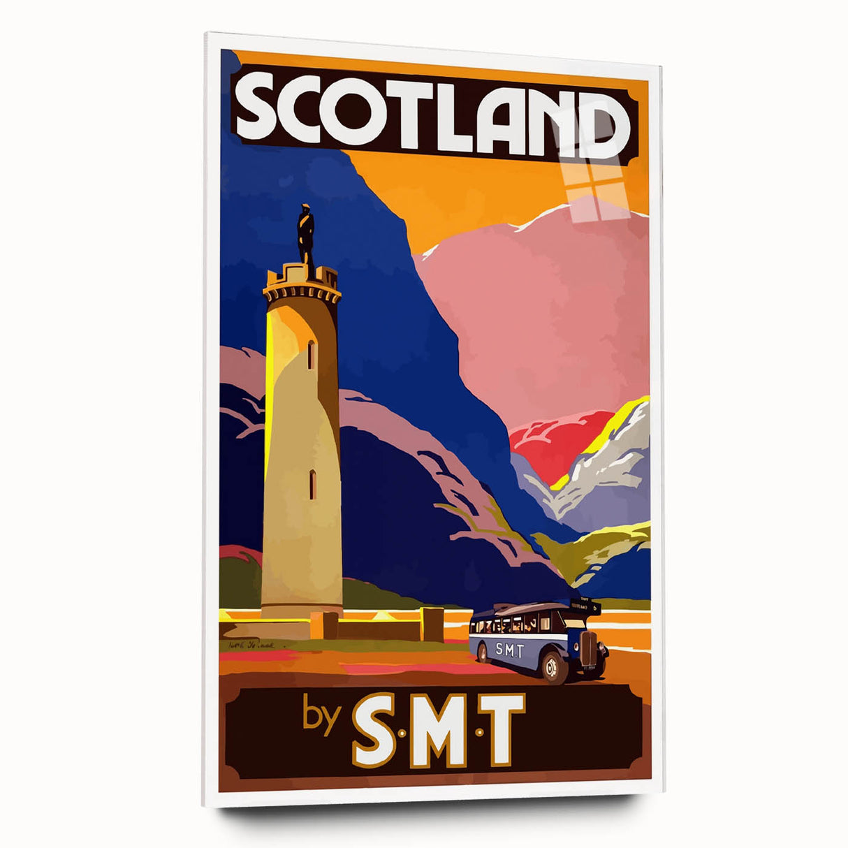 Vintage Scotland Travel Poster - Highlands & S.M.T. Bus Art Print