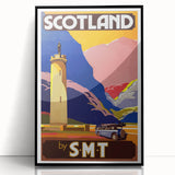 Vintage Scotland Travel Poster - Highlands & S.M.T. Bus Art Print