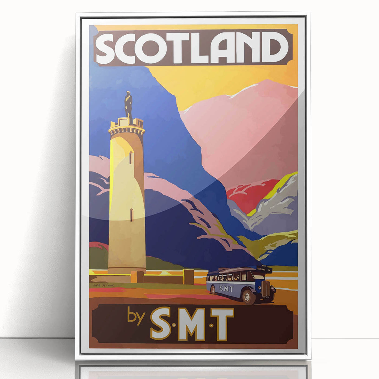 Vintage Scotland Travel Poster - Highlands & S.M.T. Bus Art Print