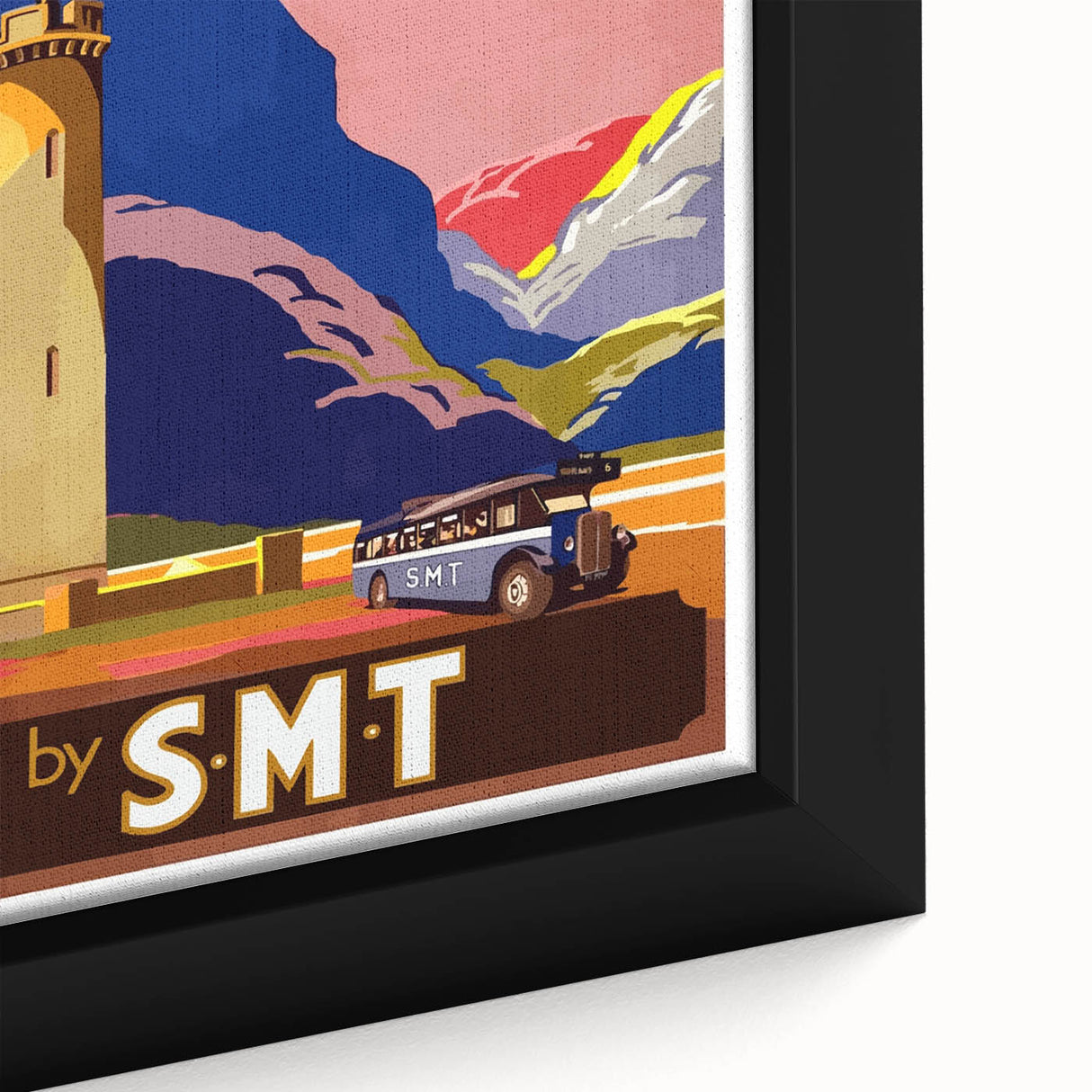 Vintage Scotland Travel Poster - Highlands & S.M.T. Bus Art Print