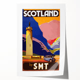 Vintage Scotland Travel Poster - Highlands & S.M.T. Bus Art Print