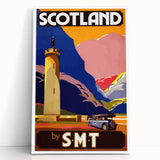 Vintage Scotland Travel Poster - Highlands & S.M.T. Bus Art Print