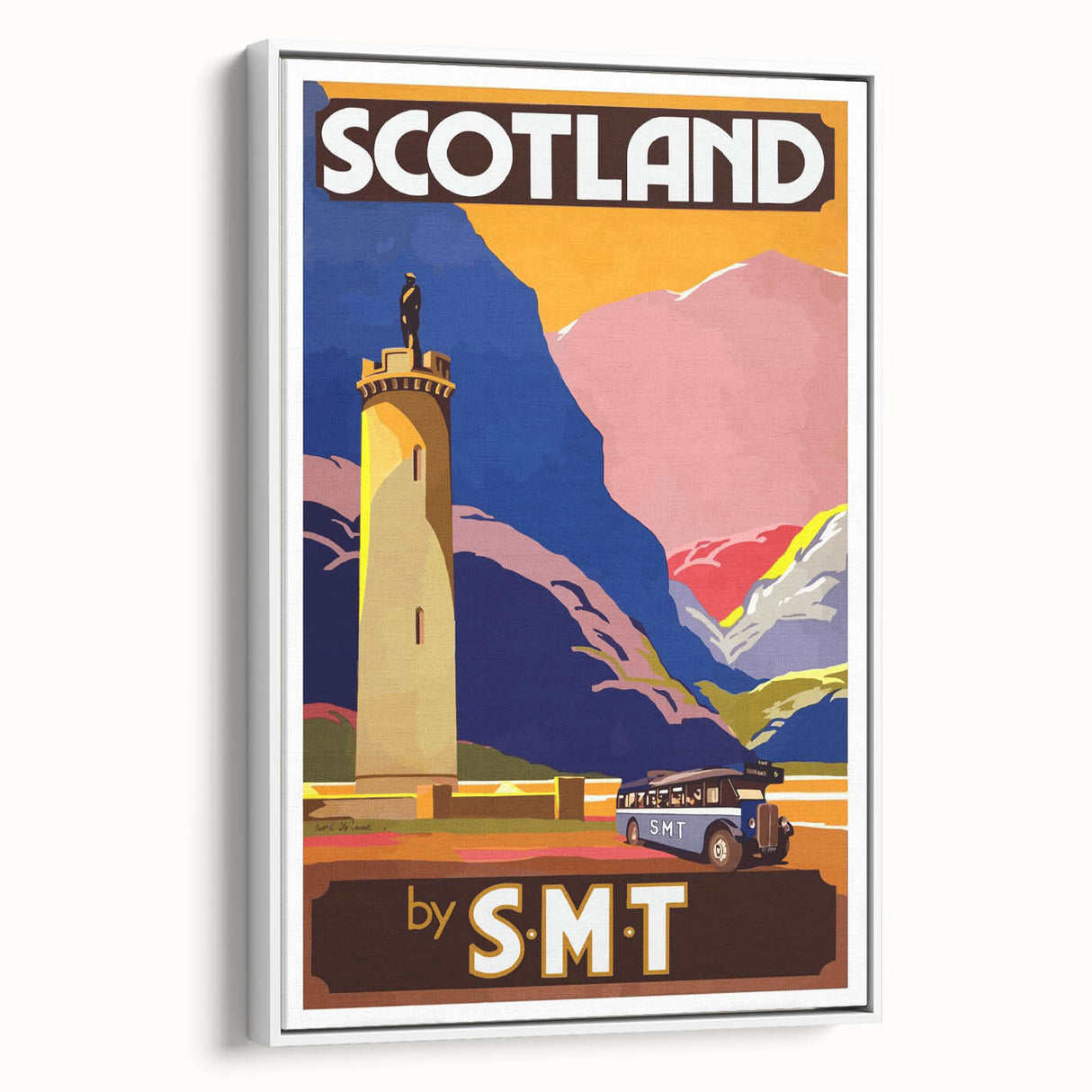 Vintage Scotland Travel Poster - Highlands & S.M.T. Bus Art Print