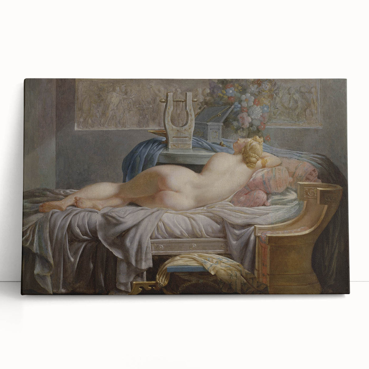 Sappho Neoclassical Realism Art Print - Jean-Baptiste Regnault Classic Nude