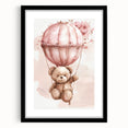 Teddy in Hot Air Balloon - Kids Room Wall Art Canvas and Framed Options