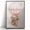 Teddy in Hot Air Balloon - Kids Room Wall Art Canvas and Framed Options