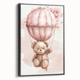 Teddy in Hot Air Balloon - Kids Room Wall Art Canvas and Framed Options