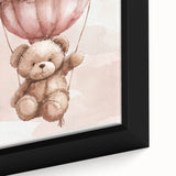 Teddy in Hot Air Balloon - Kids Room Wall Art Canvas and Framed Options