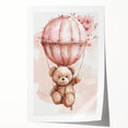 Teddy in Hot Air Balloon - Kids Room Wall Art Canvas and Framed Options