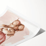 Teddy in Hot Air Balloon - Kids Room Wall Art Canvas and Framed Options