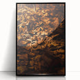 Large abstract wall art featuring swirling autumn hues on a framed acrylic, ideal for modern living room decor.