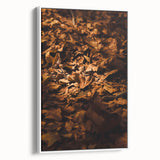 Vintage poster art of autumn trees in vibrant orange and red on extra large framed canvas, ideal for living room decor.